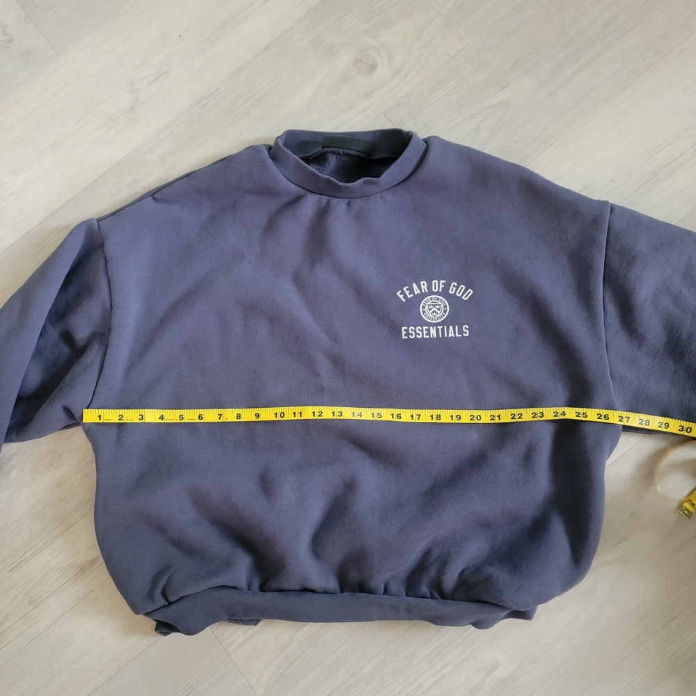 Fear of God Essentials Blue Crewneck Sweater with Ribbed Cuffs - Picture 10 of 13